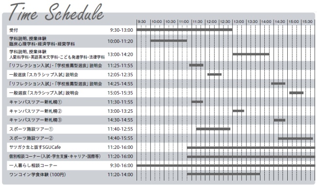 2024年7月オープンキャンパスタイムスケジュール